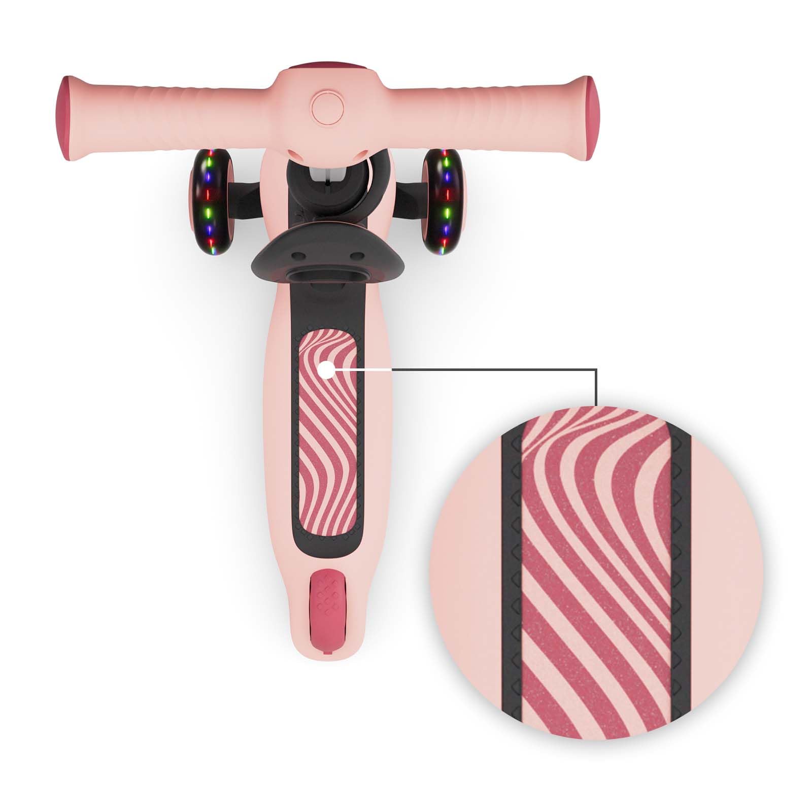 Kinderkraft Halley 2 Balance-Scooter 2-in-1, Sitz höhenverstellbar (25-33 cm), 4-Fach Verstellbarer Lenker, LED-Räder, klappbar, ab 18 Monate, rutschfeste Trittflächen, Rosa