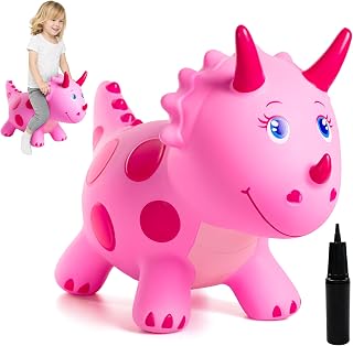 ZOOJOY Dinosaur Bouncy Animal Hopper, Inflatable Bouncy Horse for Toddlers 2-5, Ride-on Bouncing Hopper Toys with Pump for Indoor & Outdoor,2 3 4 5 6 7 Years Birthday Gift for Boys & Girls
