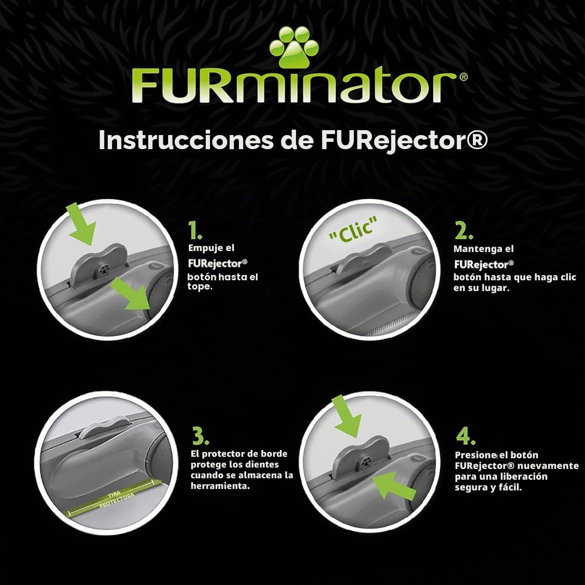 FURminator deShedding, Tool para perros grandes de pelo corto, Cepillo talla L para eliminar el pelo suelto