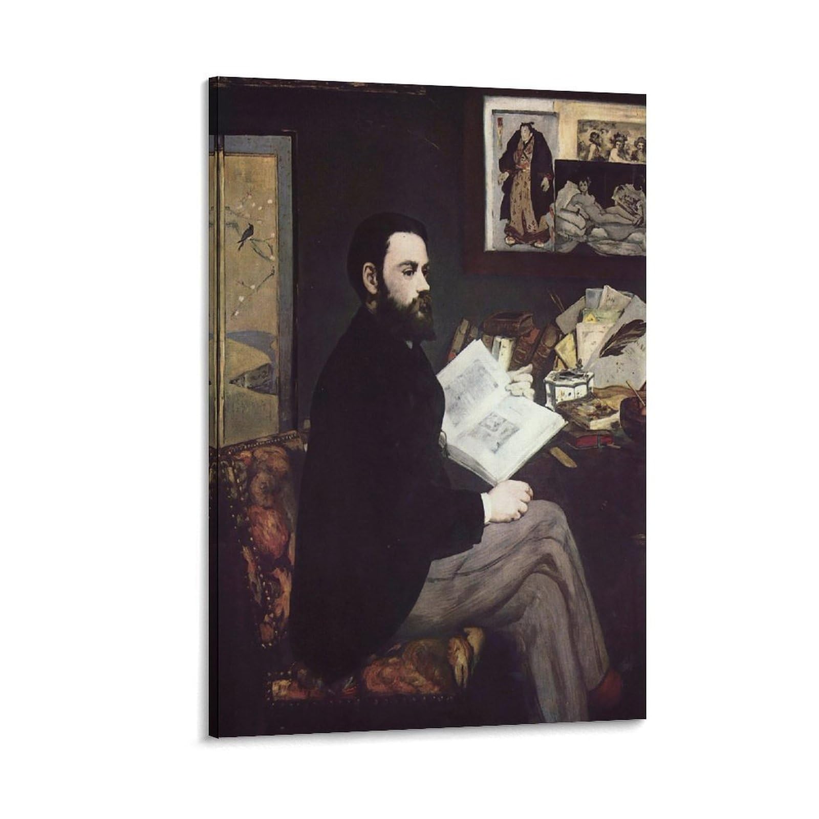 エドゥアール・マネ、【エミール・ゾラの肖像】、希少な額装用画集より、状態良好 マネ【エミール・ゾラの肖像】 - 手描き 絵画（油絵複製画）販売