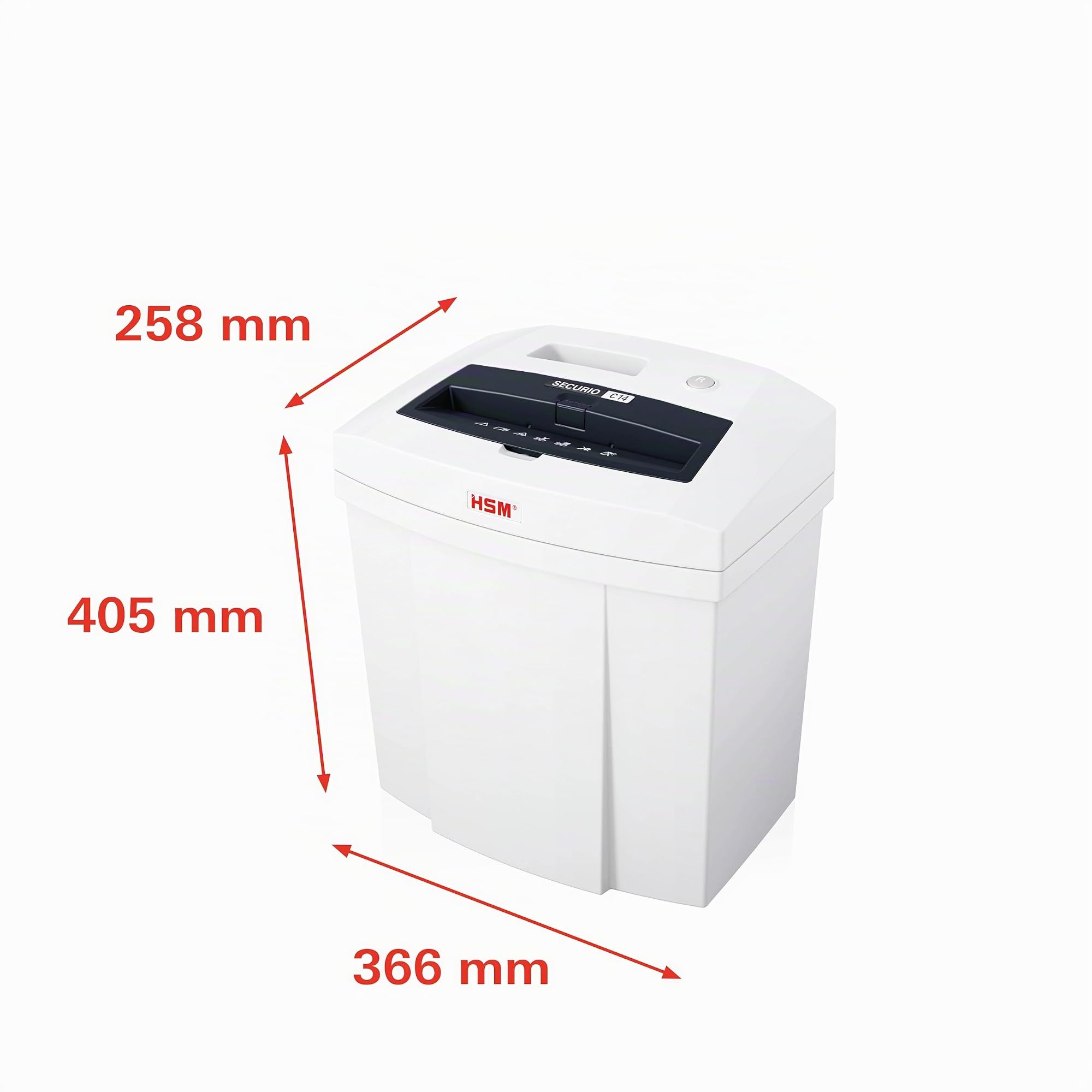 HSM SECURIO C14 Aktenvernichter I Partikelschnitt 4x25 mm I 6 Blatt | Sicherheitsstufe P-4 I Office Schredder für Papier, Kreditkarten, Heft- und Büroklammern I 20l Behälter I 5 Jahre Garantie
