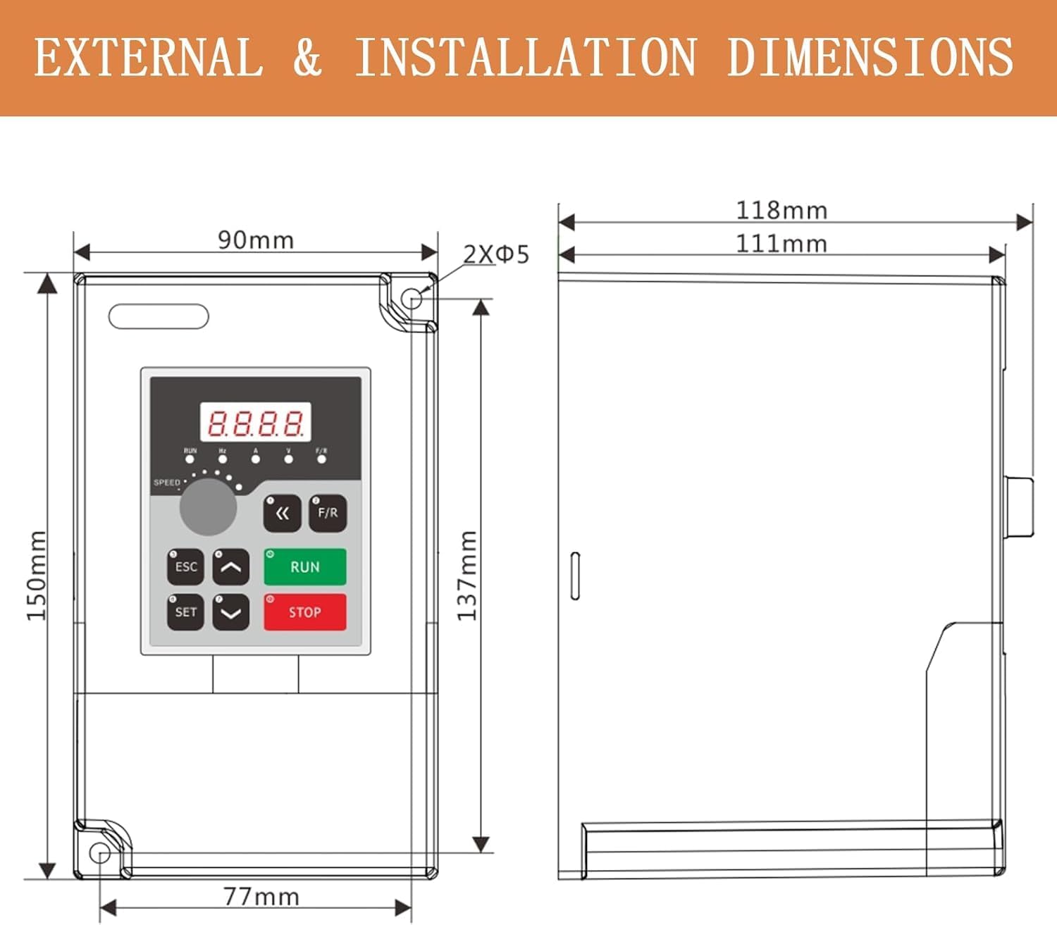 QNK 2.2KW 380V 3HP 5A AC VFD Converter Single to 3 Phase Inverter Variable Frequency Drive CNC Spindle Motor Speed Controller