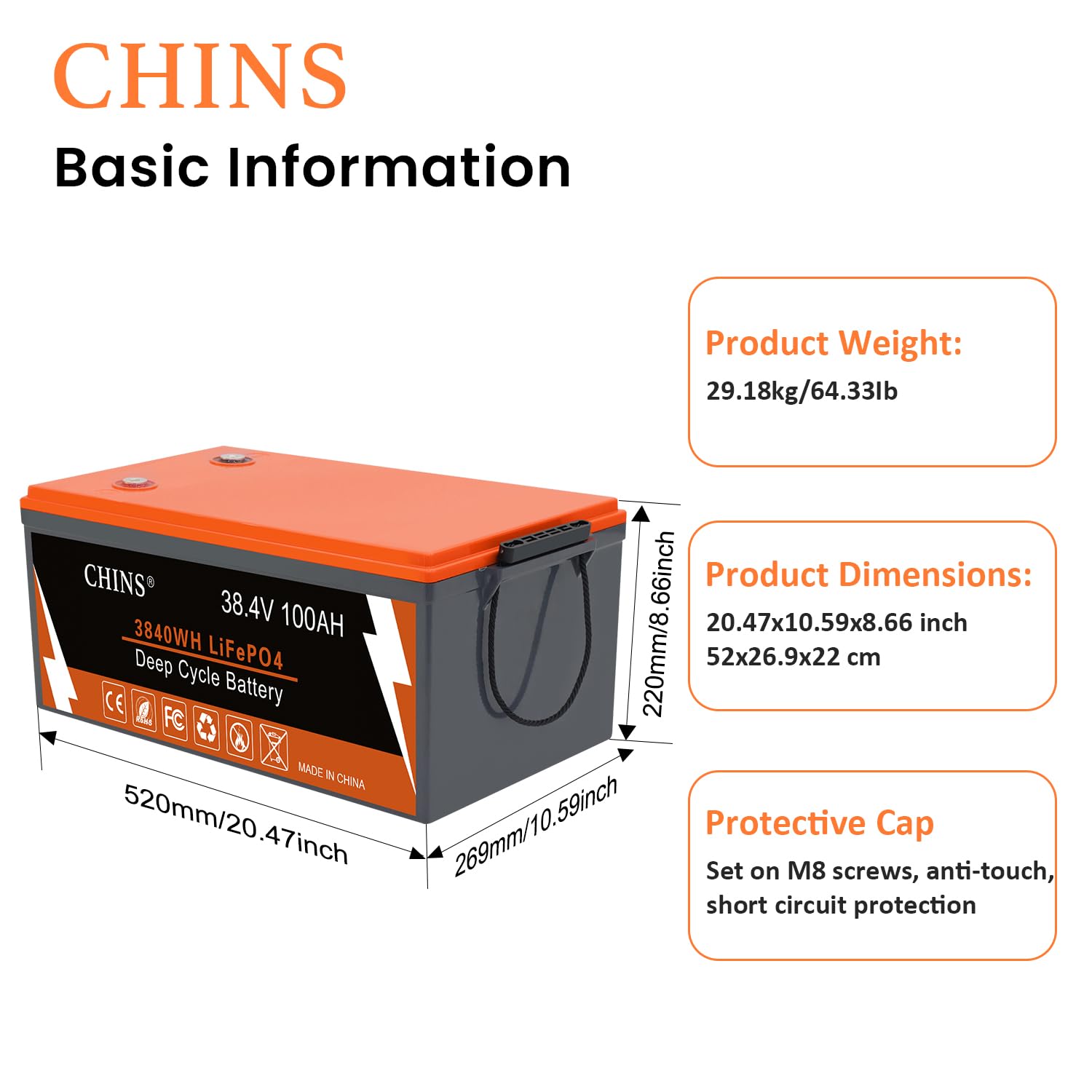Amazon.com: CHINS 36V Lithium Golf Cart Battery, 36 Volt 100Ah