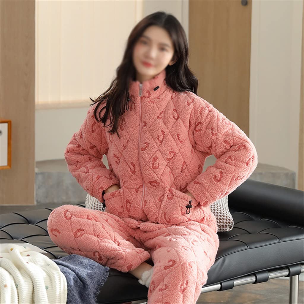Conjunto de Pijamas de Invierno para Mujer, Pijamas de algodón, Ropa de Dormir de Dos Piezas, Pijama Grueso, Bonito, cálido y cómodo