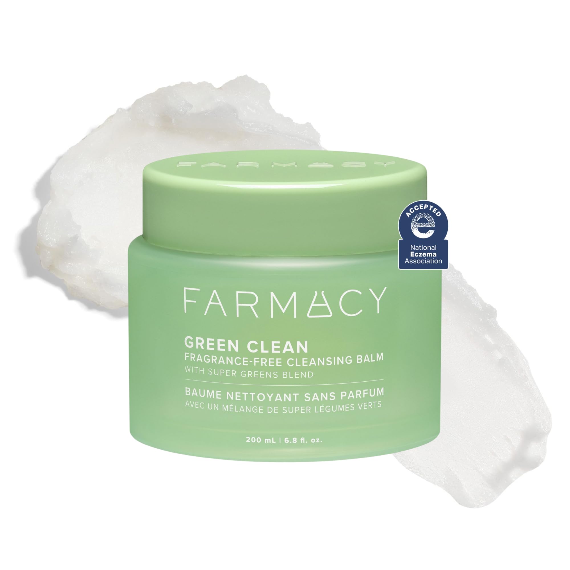 Farmacy Green Clean - Bálsamo desmaquillante resistente al agua + limpiador facial a base de aceite - Nueva fórmula de doble limpieza con ceras de origen vegetal y moringa upcycled - Sin perfume (200