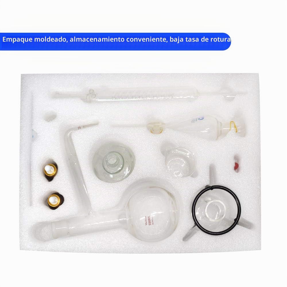 Aparato de destilación de extracción de aceite esencial de laboratorio de 500 ml con estufa caliente, destilador de agua, purificador, kits de cristalería de laboratorio, destilador de alcohol