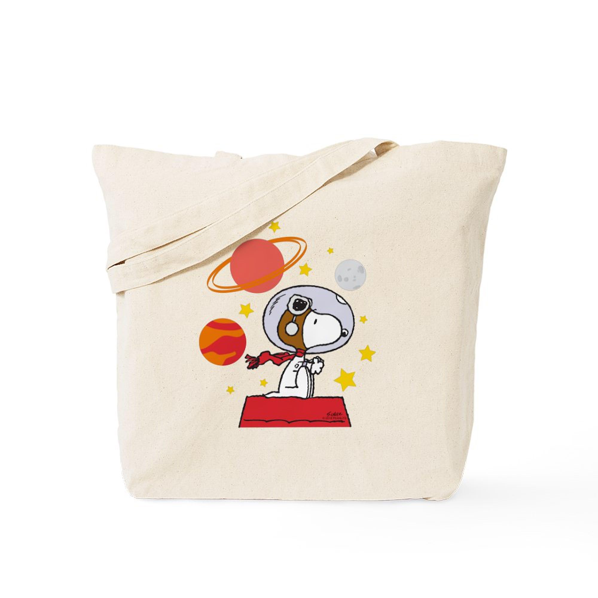 CafePress Space Snoopy Natural Canvas Tote Bag, Reusable Shopping Bag