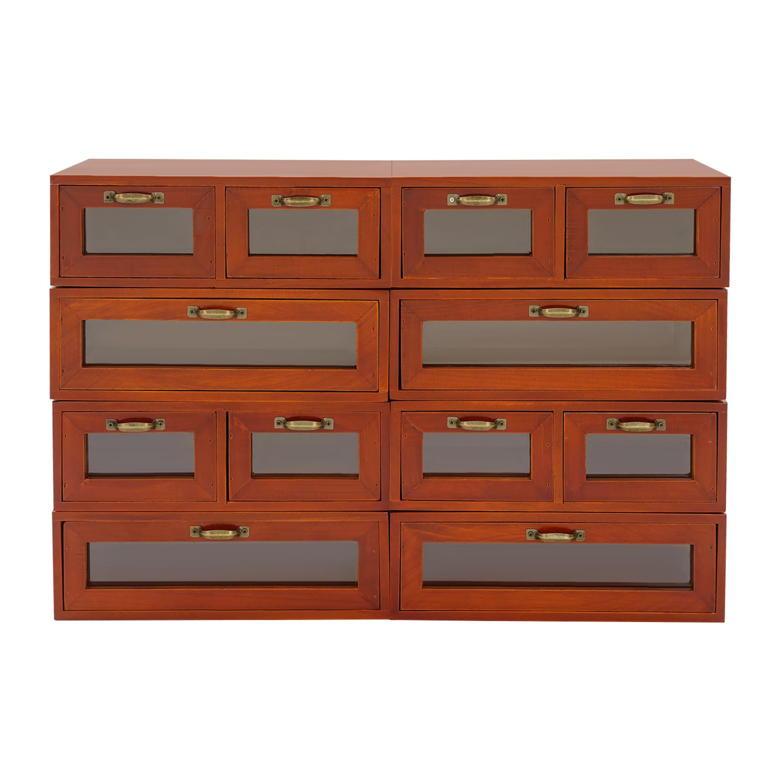 Armadio impilabile in legno con 12 cassetti (per 30 x 18 x 10 cm) | Cassettiera con maniglie e finestre trasparenti, organizer per cosmetici, gioielli, forniture per ufficio, piccoli attrezzi