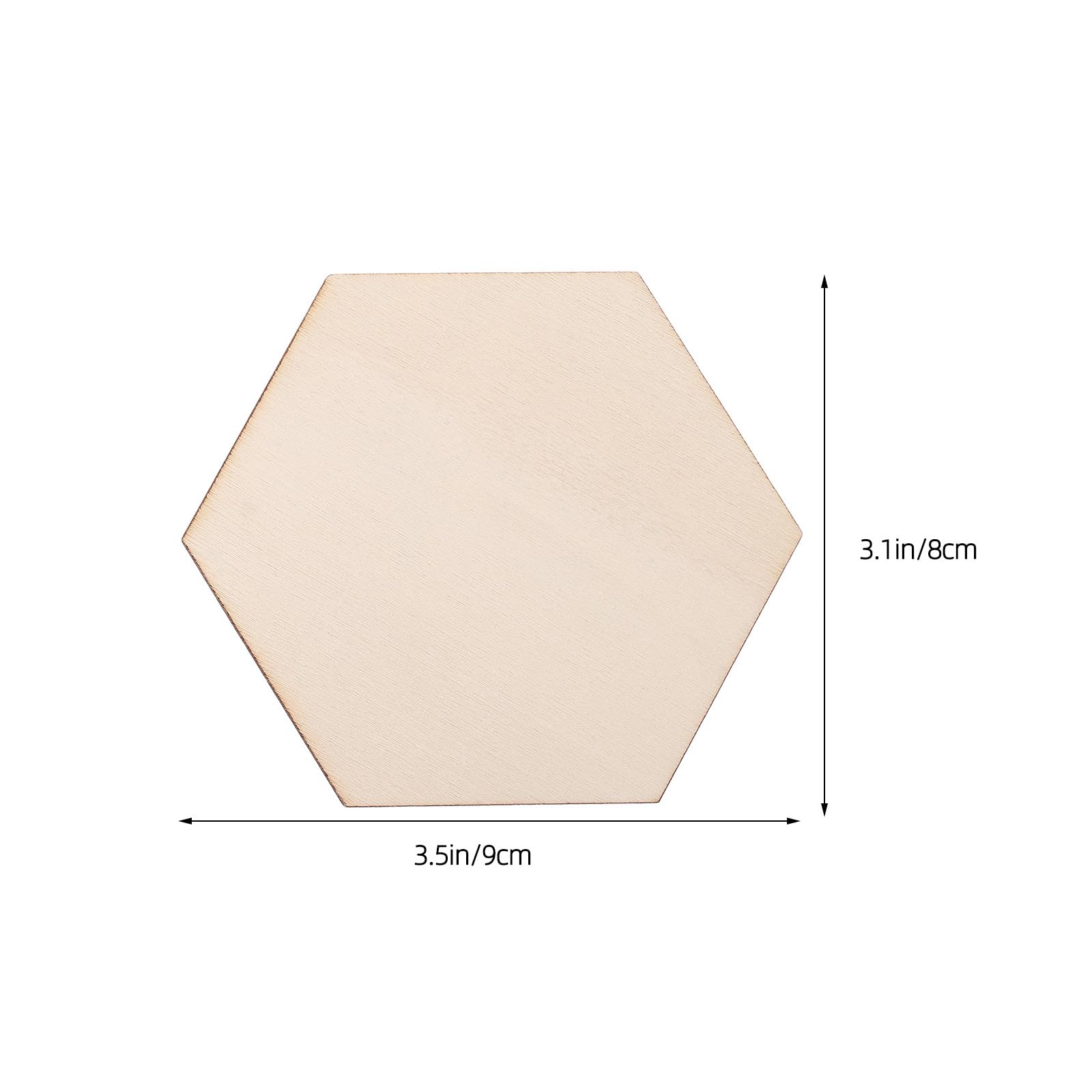 POPETPOP Set 100 pezzi esagoni in legno naturale non finiti 9x8x0,25cm per decorazioni fai da te, pittura, artigianato e progetti casa, pezzi di legno esagonali versatili per hobby creativi