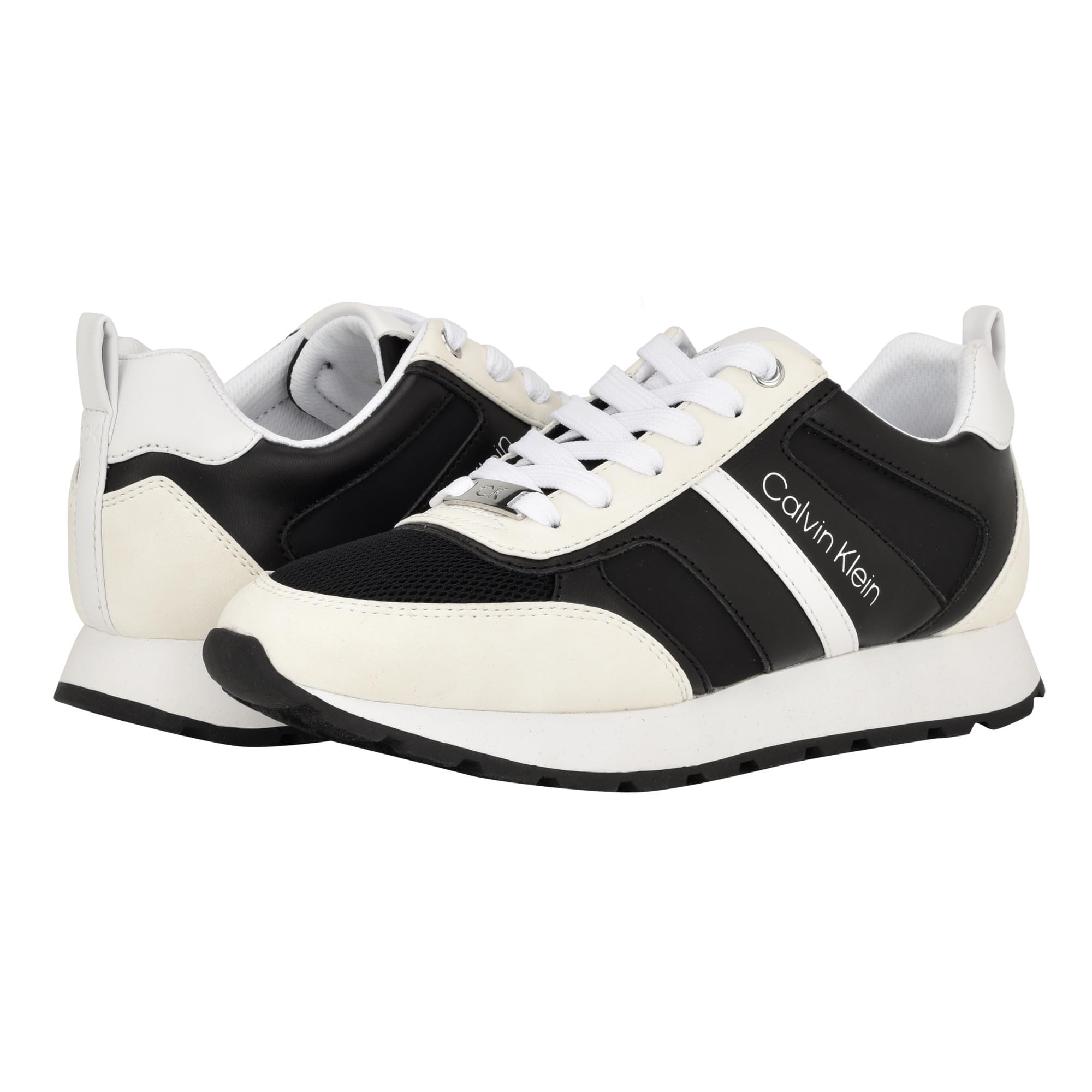 Calvin Klein Women's Carlla Sneaker, White/Black Multi 145, 5.5 UK