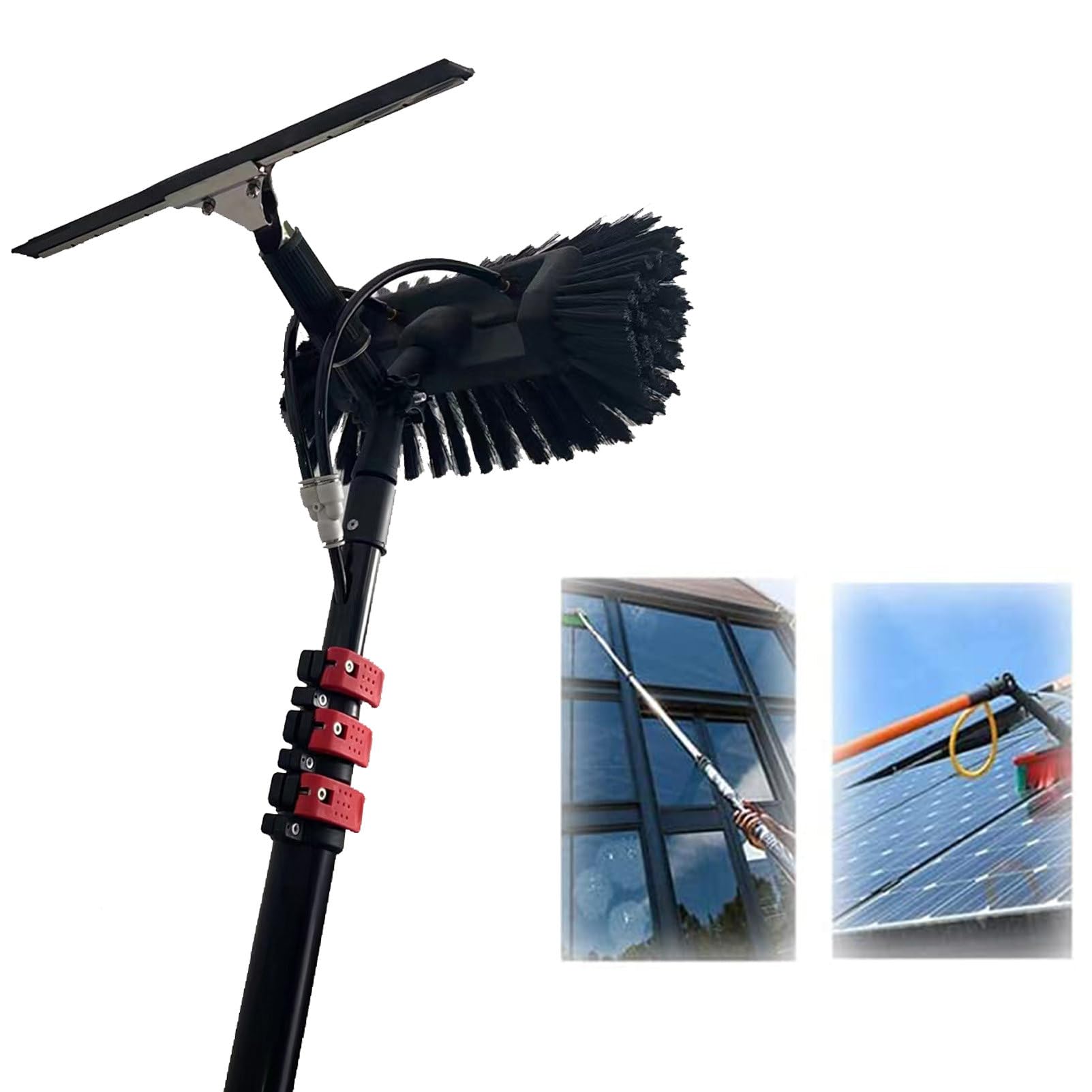DUANHOZ 3.6-12 M Window Cleaning Poles, Water/Hose Delivery Poles, Cleaning Brush Equipment, Cleaning Photovoltaic and Solar Panels,35cmbrushhead-5.4M/18FT