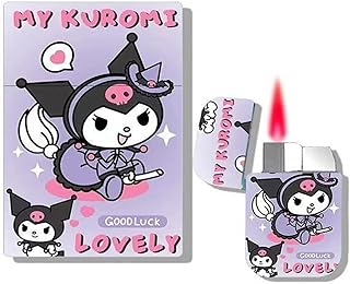 Cigarette case 20 Packs with Lighter Hello Kitty Lighter can be inflated, Gas Lighter Pink Flash Flame Pocket Lighter can be inflated Kawaii Cute Windproof Ladies Lighter (Color : E)