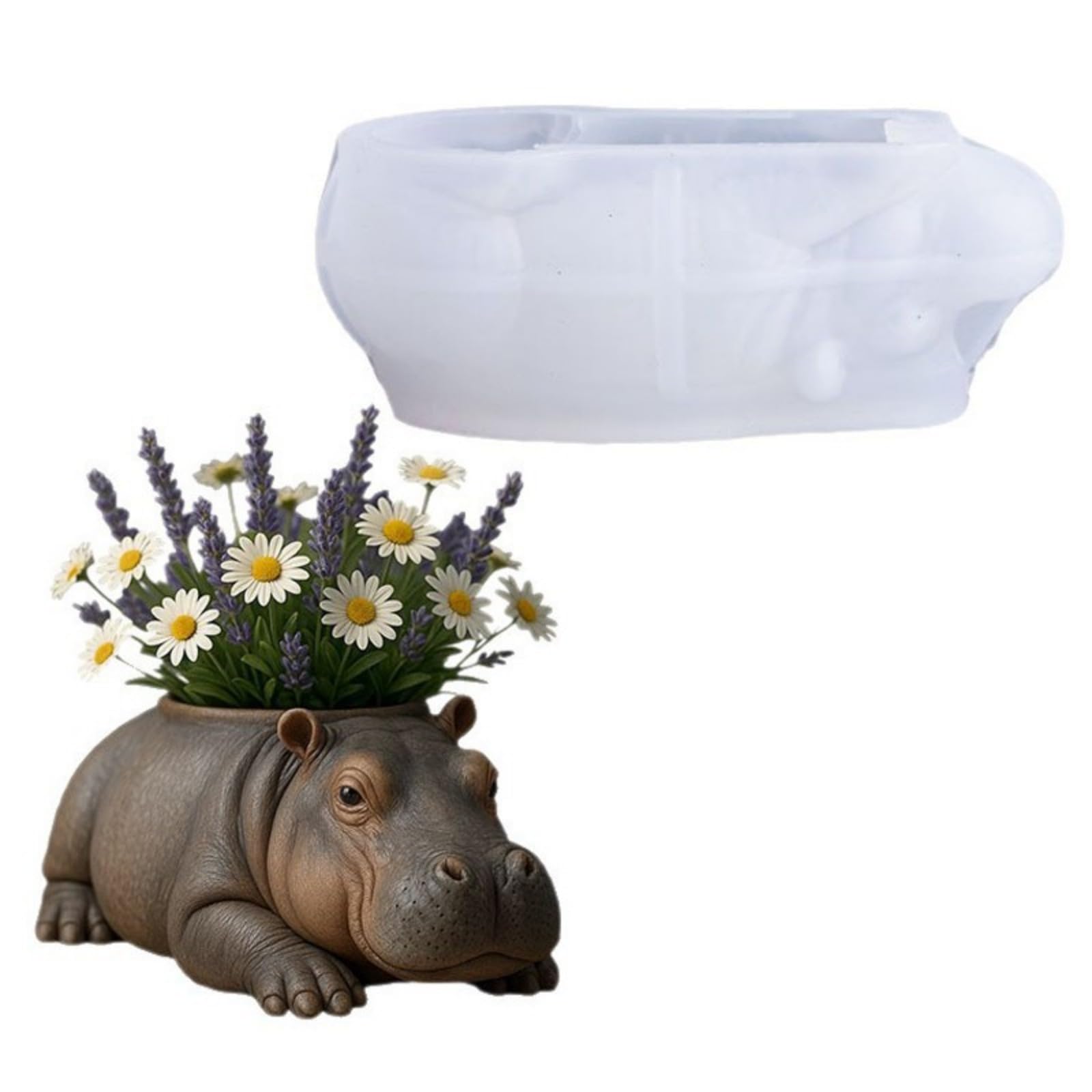 Oxxggkao Silicone Mold for Crafting Resin Succulents Planter Hippo Shape Small Vases Organizers Epoxy Resin Casting Molds Hippo Silicone Planter Mold