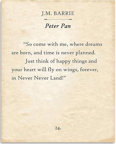 Peter Pan - So Come With Me Where Dreams Are Born - J.M. Barrie - 11x14 Unframed Typography Book Page Print - Great Neverland Gift & Decor for Baby
