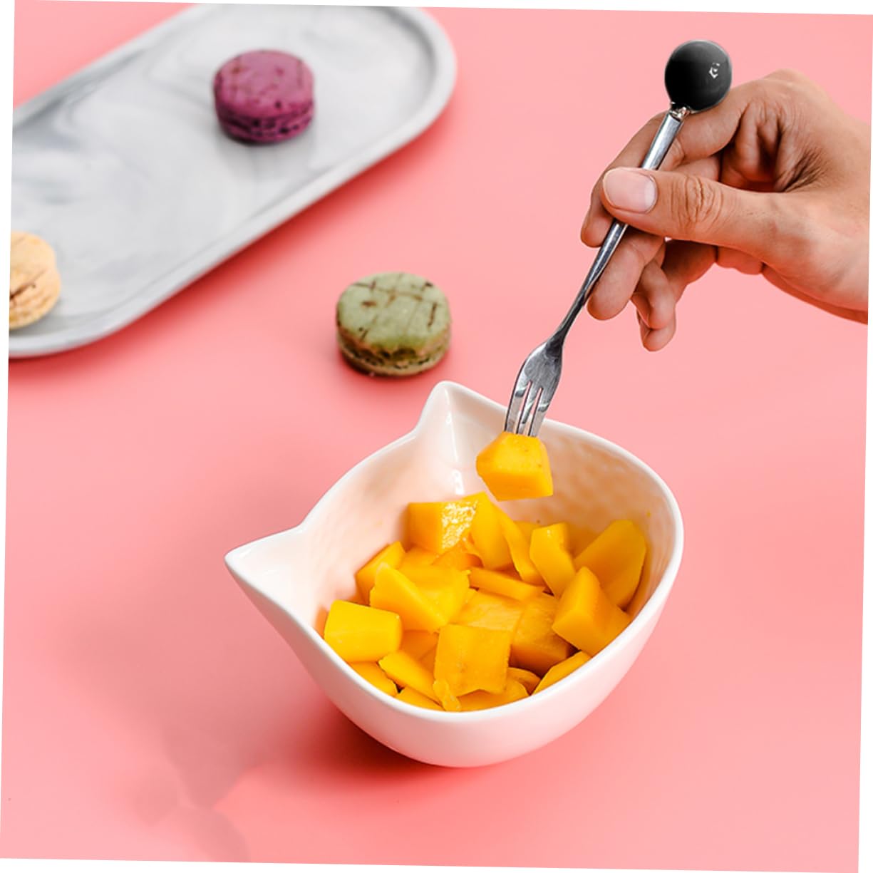 MAGICLULU 18pièces Couverts Acier Inoxydable Avec Poignées Céramique Pour Desserts Et Café Mini Fourchettes Élégantes Noires