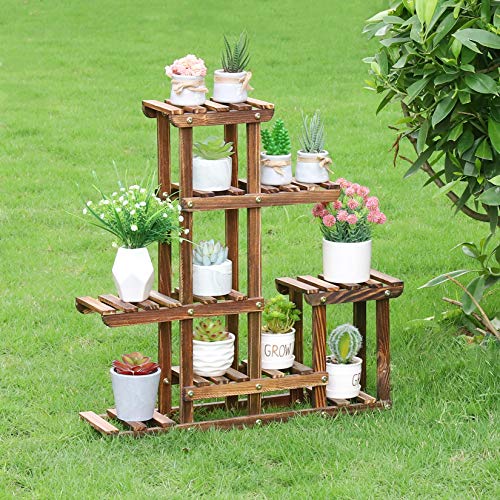 Unho Succulent Plant Stand Indoor: Pine Wood Window Shelf 5 Tiered Display Rack Holder For Small Flower Pots Plants Herbs Home Garden Decors #TOP2
