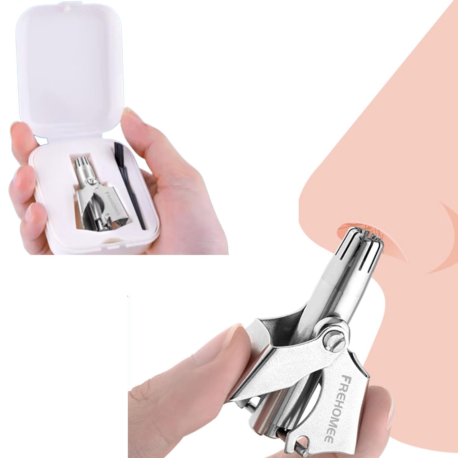 FREHOMEE Manueller Nasen- und Ohrhaarschneider für Männer und Frauen, keine Batterie, wasserdicht, tragbar und exquisit, Edelstahl (Classic plus)