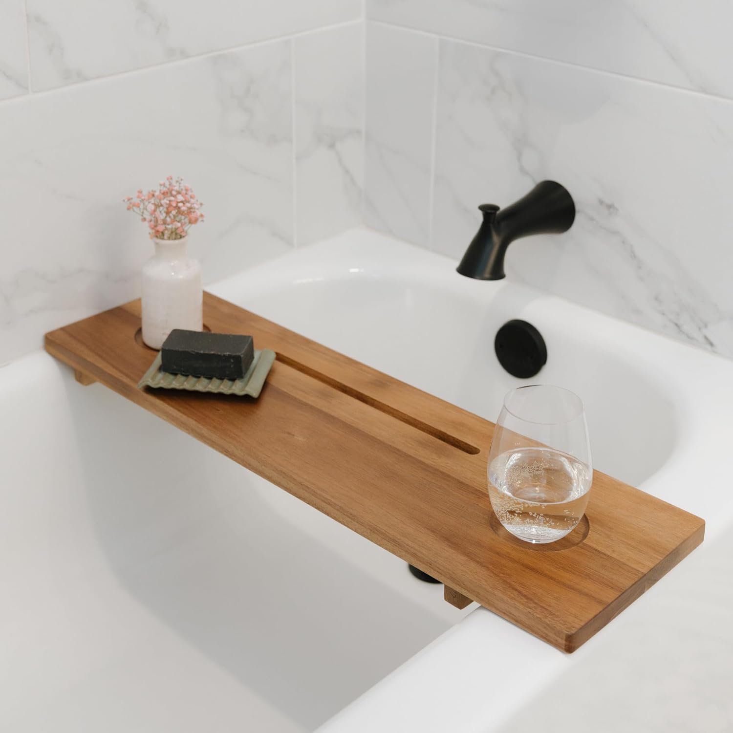 Premium Nature Shed Bathtub Tray for Standard Tubs 29 Solid Acacia Luxury Bath Tray for Tub Anti-Tip Non-Toxic