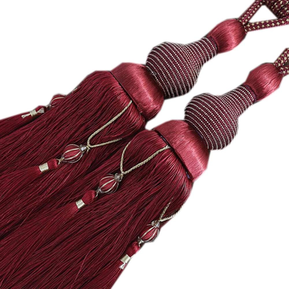 Curtain Buckle Beaded Tassels Curtain Tiebacks Home Decor 1 Pair Curtain Rope Tiebacks with Tassels (Dark Coffee)