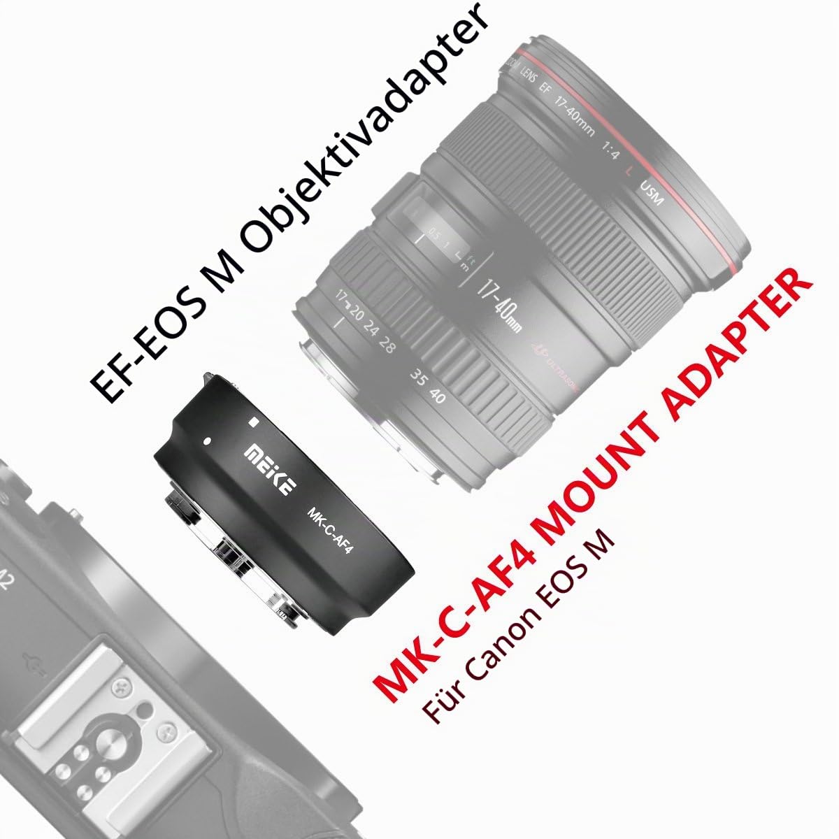 Meike MK-C-AF4 Adapter for Canon EF EF-S Lens Mount to EOS M EF-M Mirroless Camera