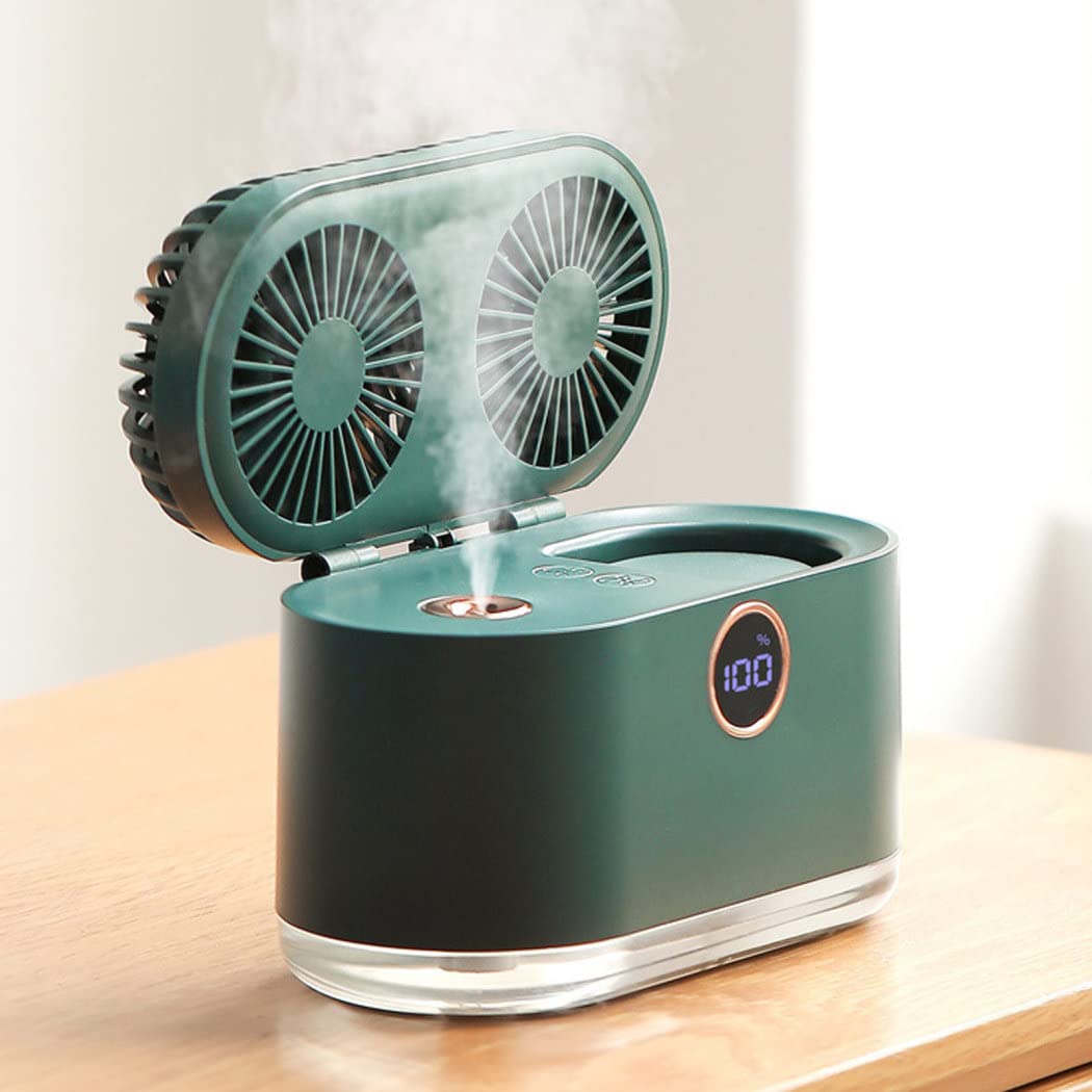 Mini Condizionatore Portatile con Porta USB, Climatizzatore, Ventola con Serbatoio dell'Acqua Grande da 400 ML, Umidificatore e Purificatore d'Aria per Ufficio,Hotel,Garage,Casa,Verde