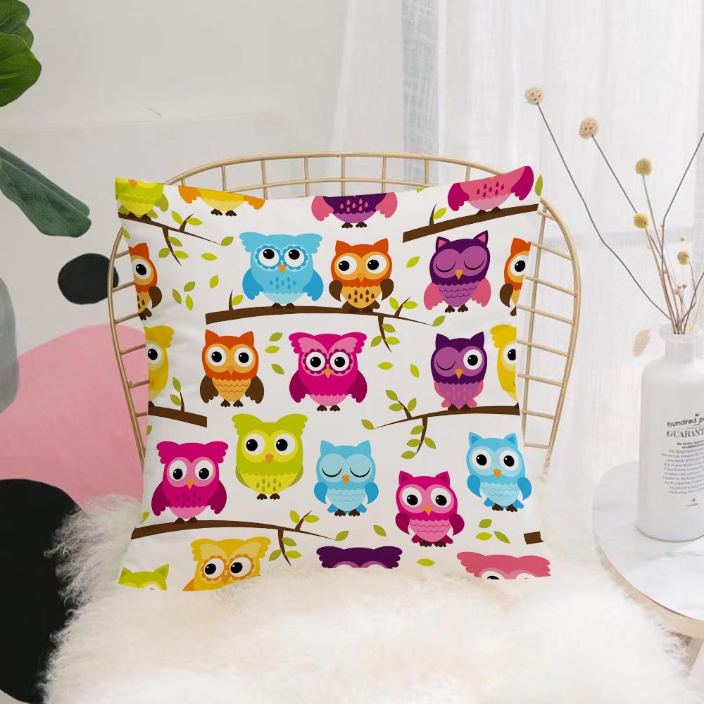 Hyosxw Seamless And Tileable Vector Owl Background - A2 Cushion Cover,Throw Pillow Case Home Decorative For Living Room Bedroom Sofa Chair 18X18 Inch,Seamless And Tileable Vector Owl Background Pattern,Pillowcase 45X45cm