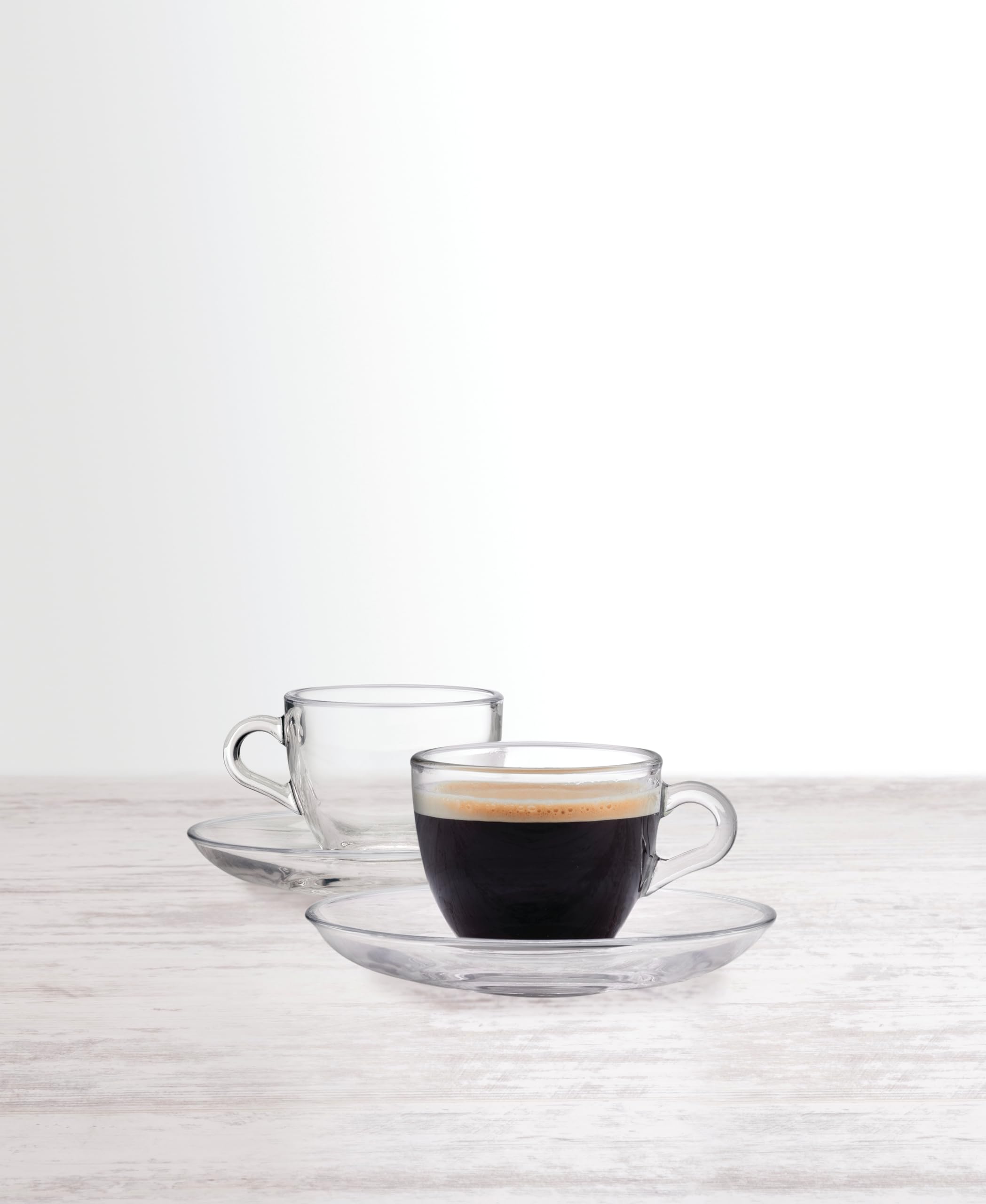 PASABAHCE Set 6 Tazzine Caffè con Piatto Vetro Basic 1000ml