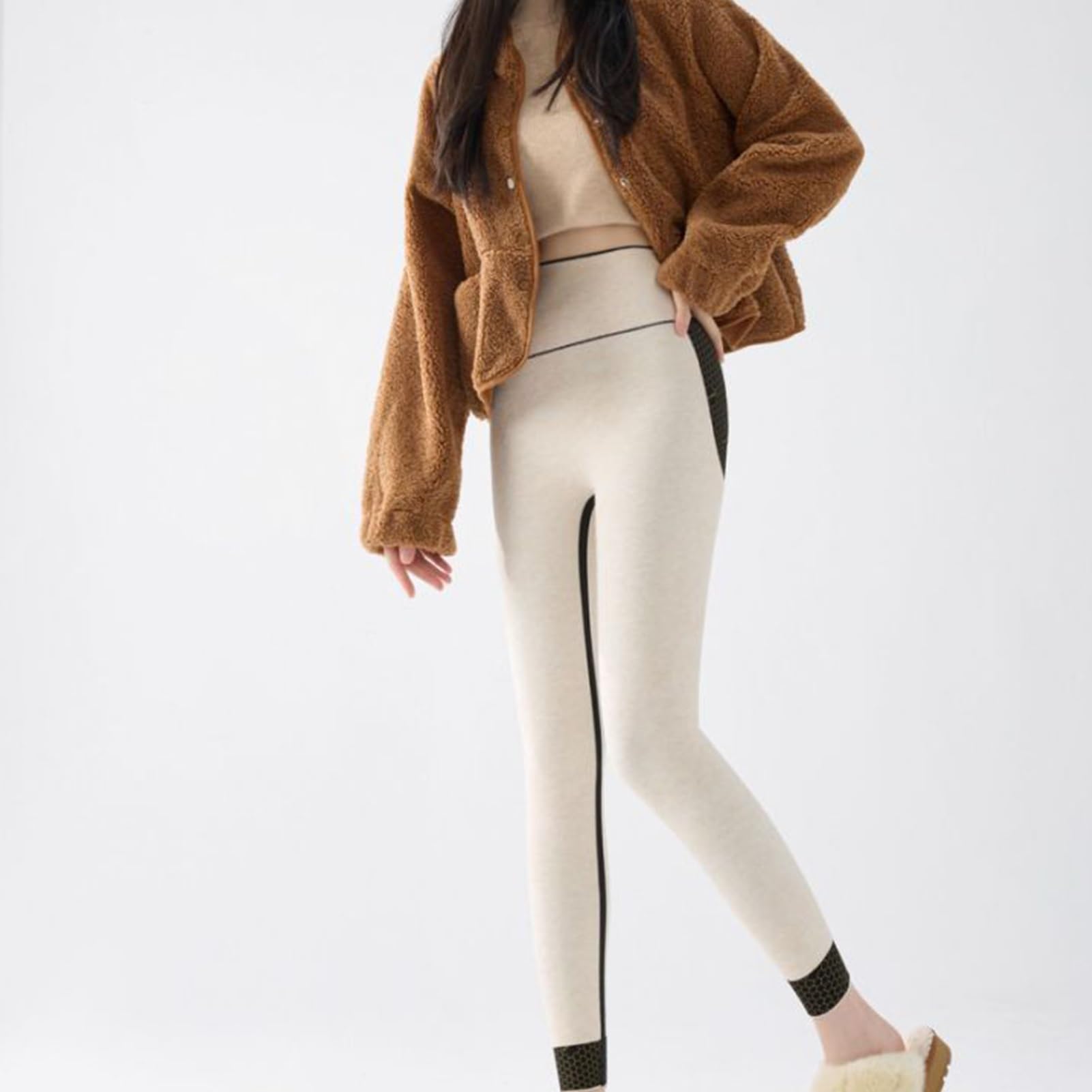 TOSOFT Collant Foderati In Pile Taglie Forti Donna Addensato A Vita Alta Yoga Fitness Leggings Neri Pantaloni Intimi Termici