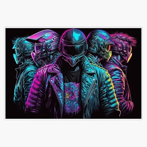Calcomanía para chaquetas de cuero y casco Synthwave para ventana de coche, botella de agua de 5 pulgadas