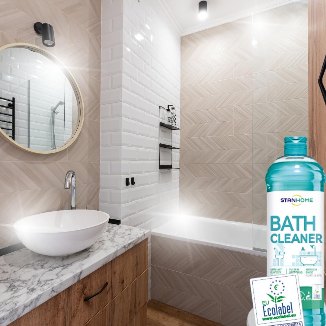 Stanhome Bath Cleaner e Panno Panno Scratchy Cloth, Pack Pulizia Bagno Anticale Disincrostante, Rimuove sporco e macchie, dona lucentezza alle superfici (1000 ml)