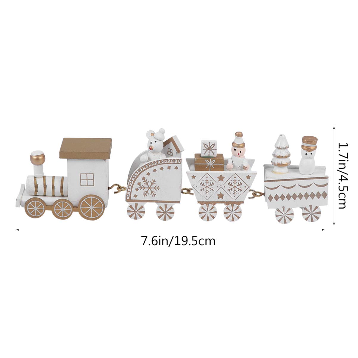 NUOBESTY 4pcs/Set Wooden Train Toy Christmas Train Toy Creative Birthday Present Decorative Tabletop Ornament for Cafe Bar Home(White)