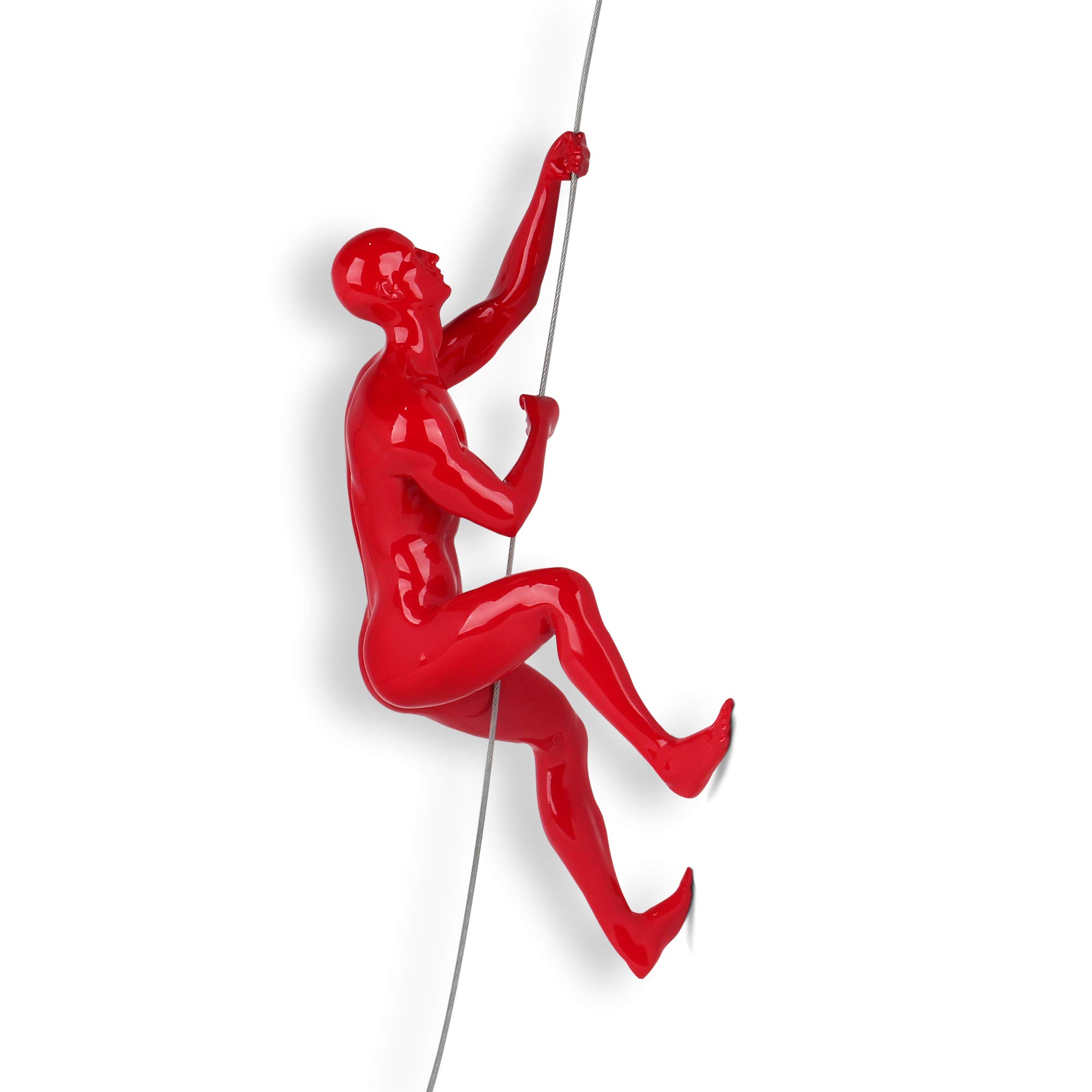 ADM 'Escalador' - Escultura figurativa moderna de resina lacada para colgar en la pared - Rojo - H29 cm