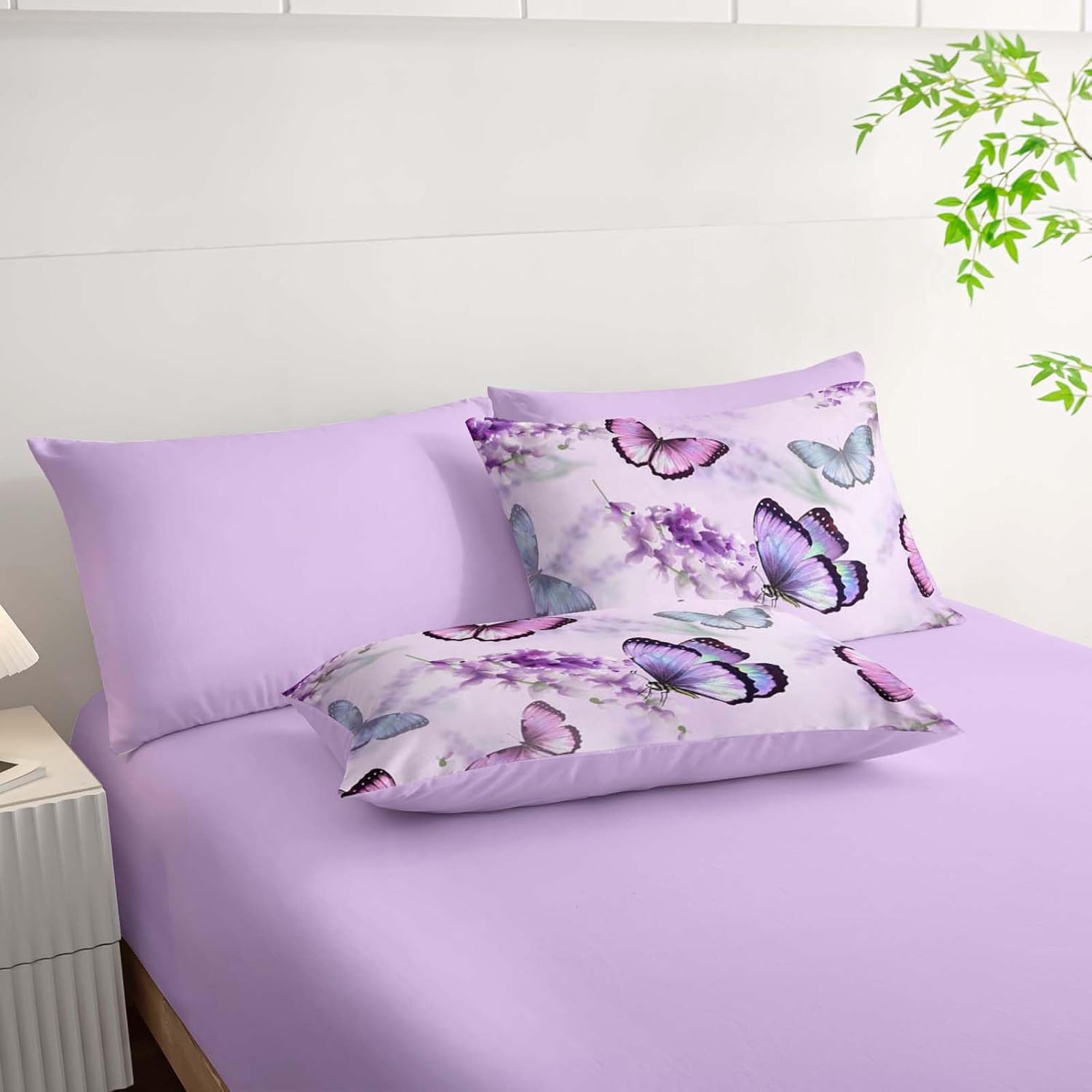 Lavender Butterfly Comforter for Girl Kid Adult 7Pcs Colorful Butterfly Pattern Bedding Aesthetics Butterflies Quilt Bed Set Twin with 2 Sheets,2 Pillowcases,2 Throw Pillow Covers - Image 7