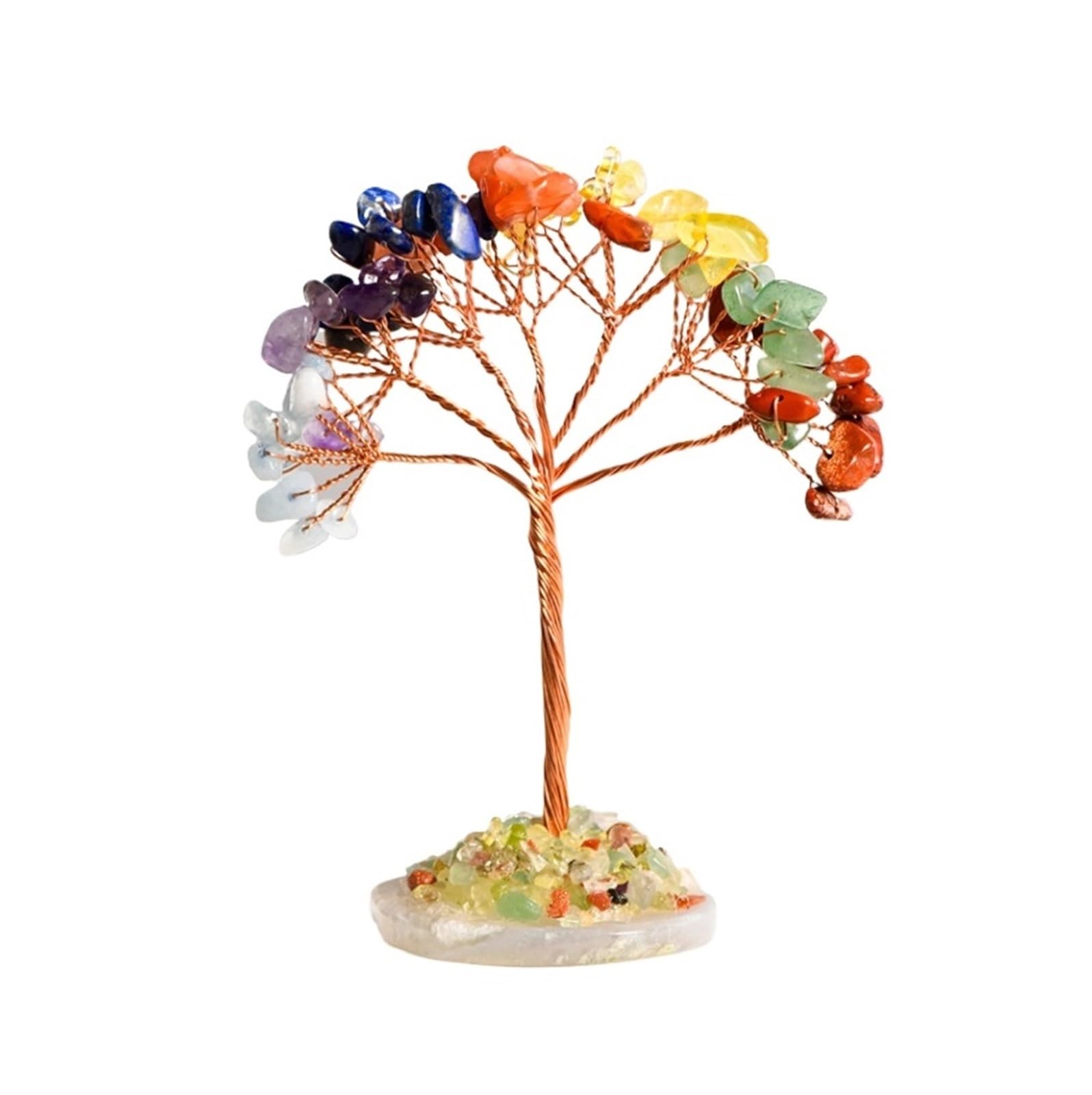 crystal tree， Fortune Tree Decoration Crystal Decor Desktop Adornment Fengshui Decorations(Multi colored,10.5x4.5cm)