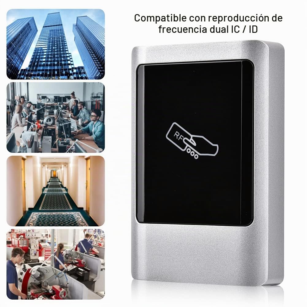 RFID Lector de Tarjetas de Control de Acceso Soporte 1000 Usuarios, Salida/Entrada Wiegand 125KHz Controlador RFID de Control de Acceso Impermeable, con 10 Llaves RFID de 125 KHz (ID)