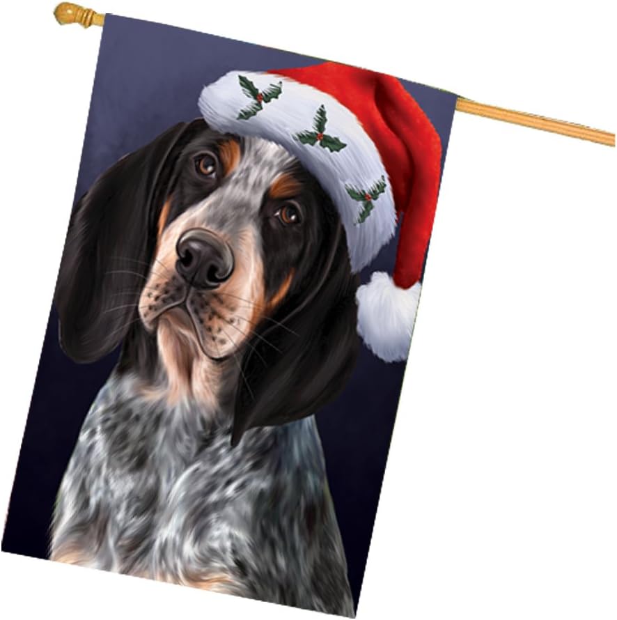 Doggie of the Day Bluetick Coonhound Dog House Flag - Christmas Gingerbread Elf - Holiday Outdoor Double Sided Pet Portrait Home Garden Decor 28"w x 40"h