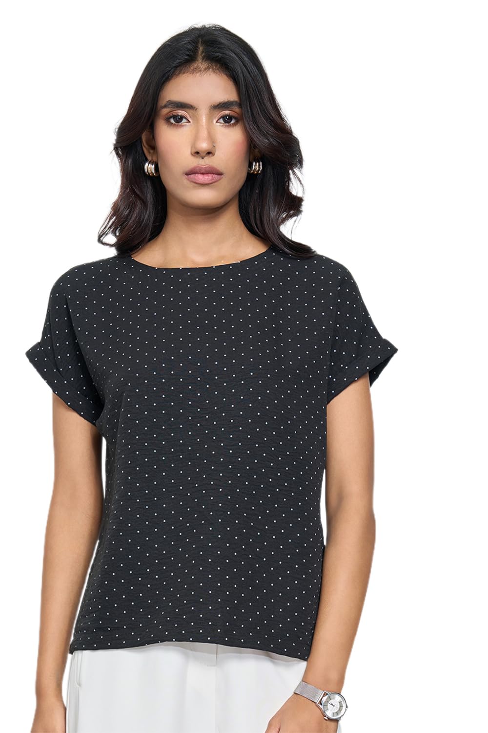 annabelle by pantaloons Annabelle Women's Viscose Top | Comfort Fit | Round Neck | Half Sleeve-picture-56