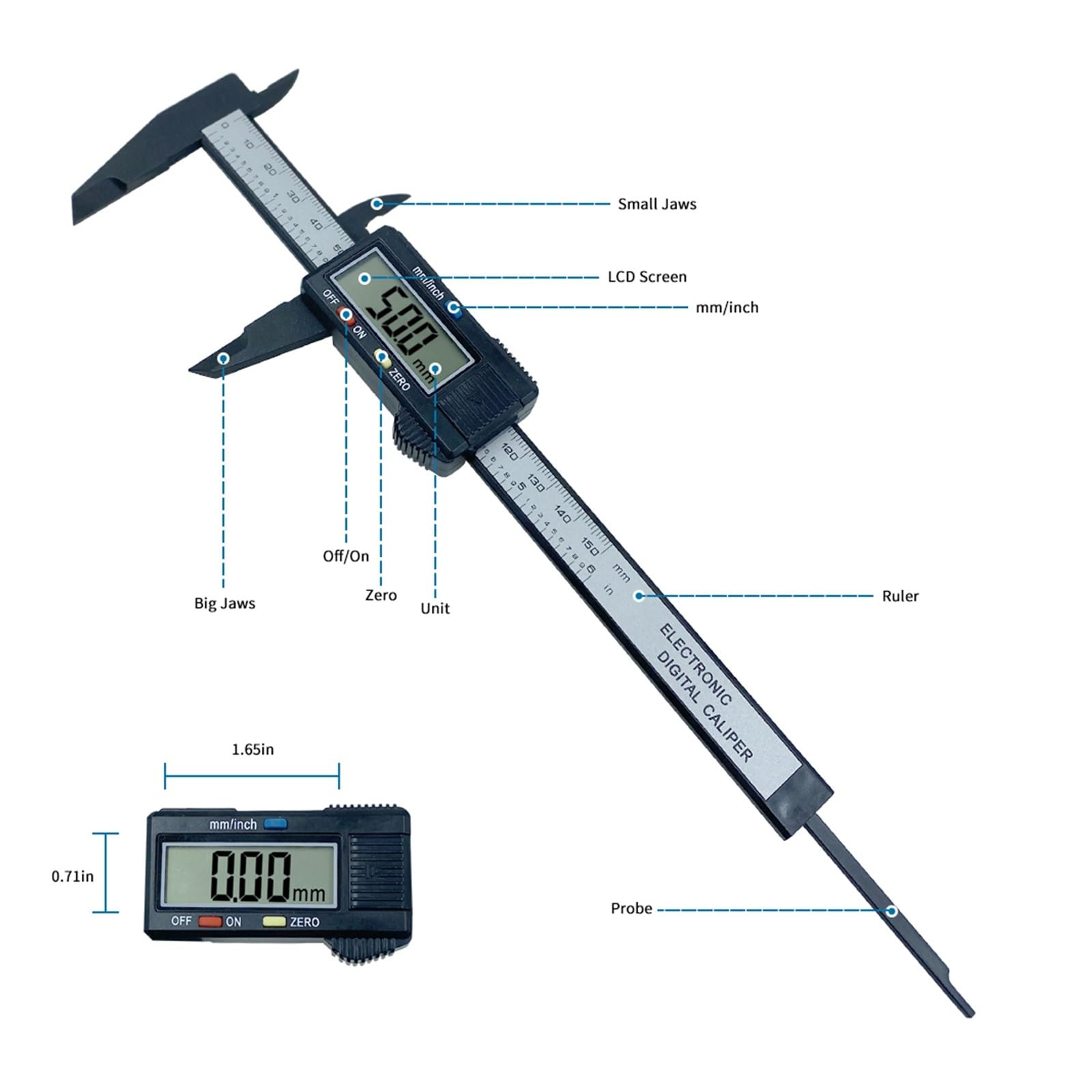 Suwmiarki cyfrowe 100 mm 150 mm Suwmiarka cyfrowa elektroniczna 6-calowa suwmiarka z włókna węglowego Mikrometr Narzędzie pomiarowe Linijka cyfrowa Suwmiarka cyfrowa