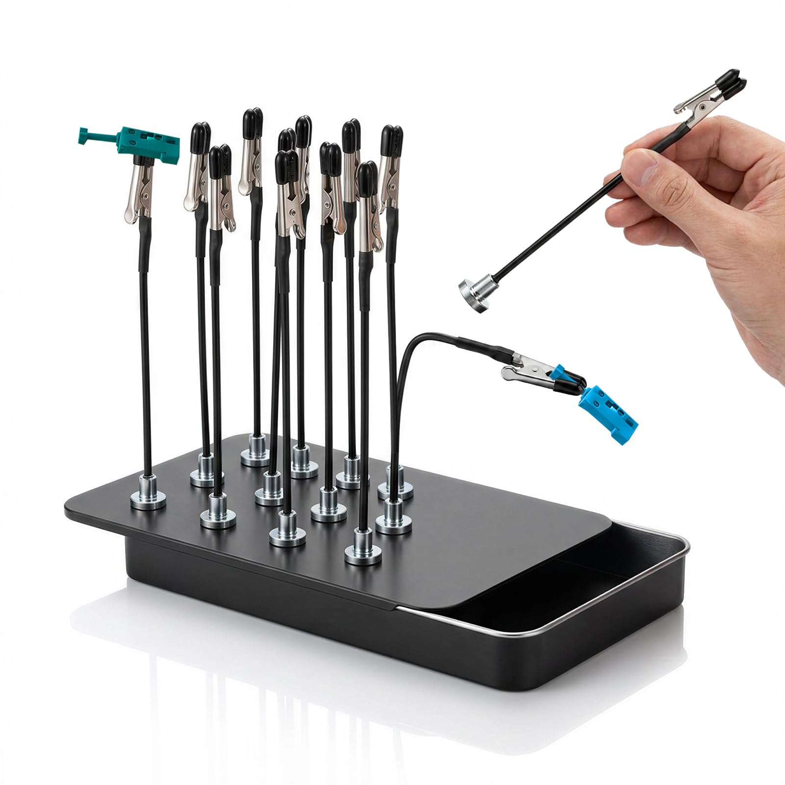 12PCS Magnetic Model Painting Stand Clips Set, Bendable Alligator Clip Holders with Magnetic Base and Storage Box for Airbrush Painting, Miniature Models and Hobby Craft Projects