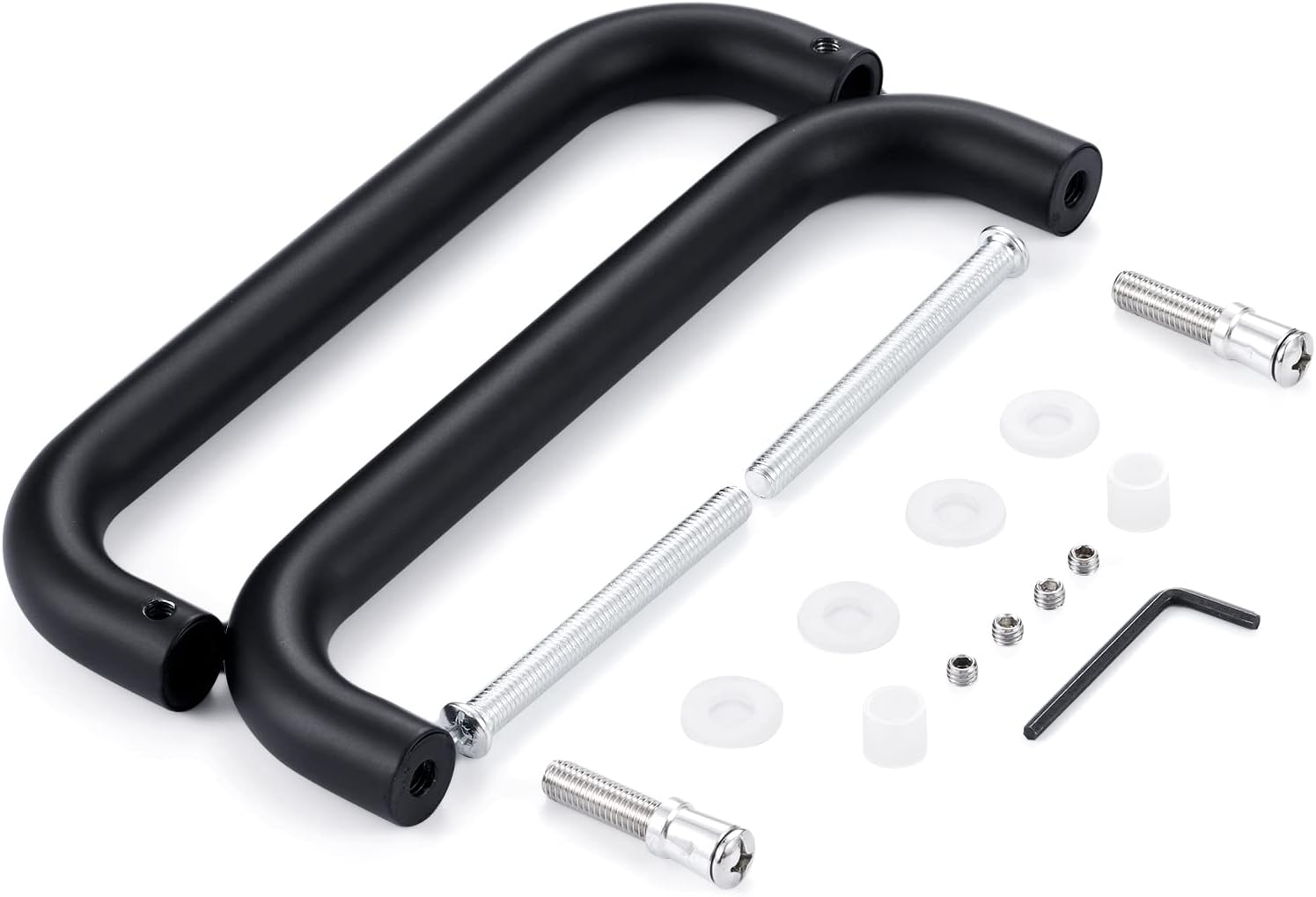 installation diagram for matte black shower door handle showing 8 inch spacing