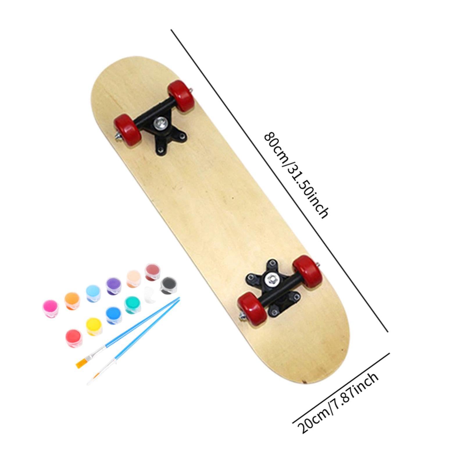 RNXRZANK Children's Customizable Skateboard, DIY Wooden Deck for Young Riders, 80x20cm