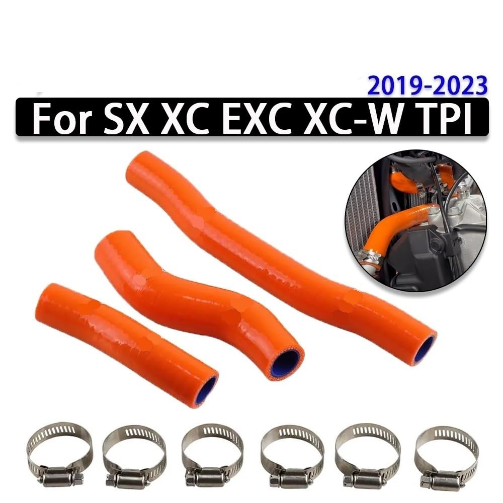 Kit tubo flessibile radiatore in silicone for moto for KTM SX XC 2019-2022 EXC TPI XC-W TPI 250 300 EXC300 2020 2021 2022 2023(Orange)