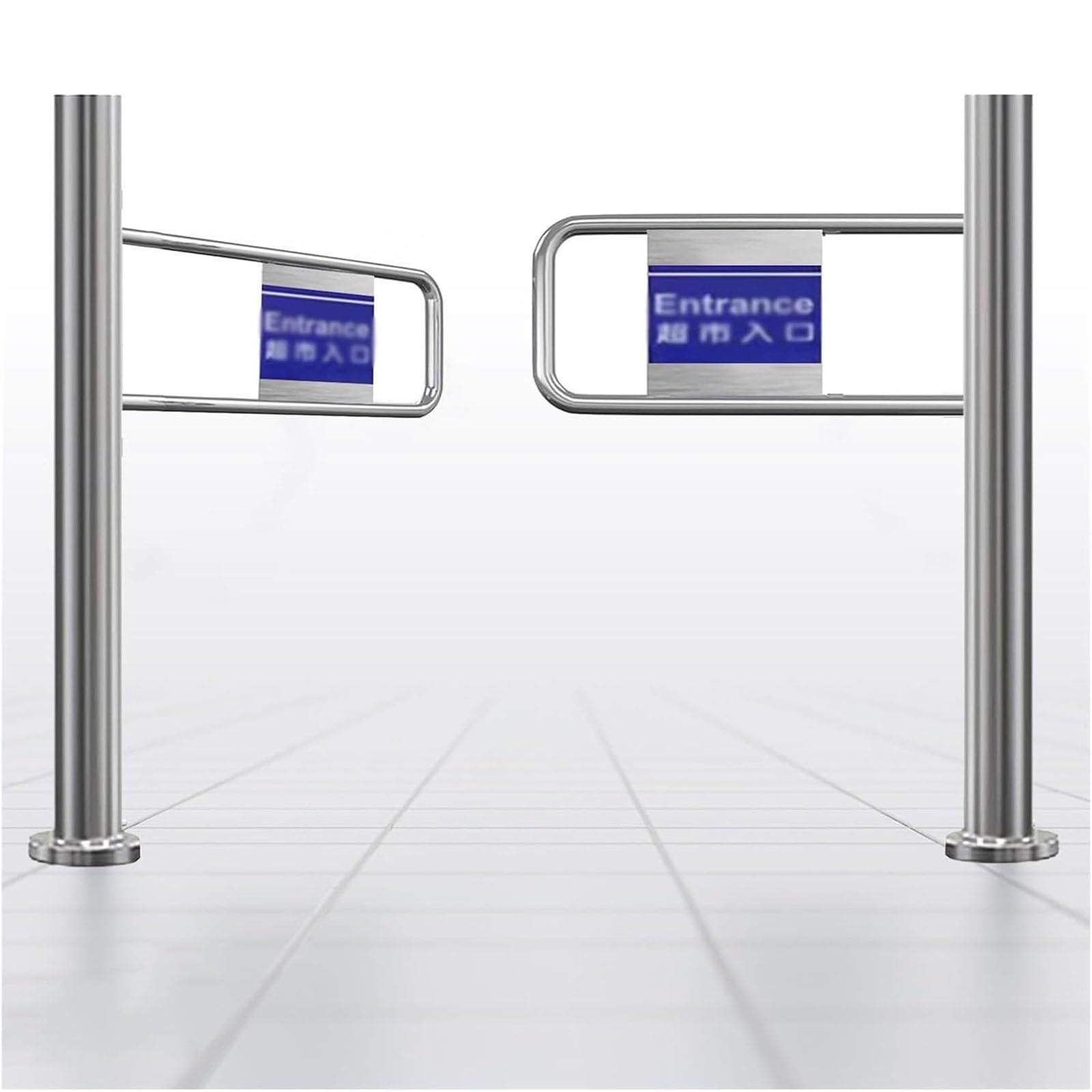 Barrière de sécurité à ressort en acier inoxydable – Porte de sécurité d'entrée de supermarché, accès barricade pour magasin et bibliothèque, solution de contrôle d'accès durable 200 x 97 cm