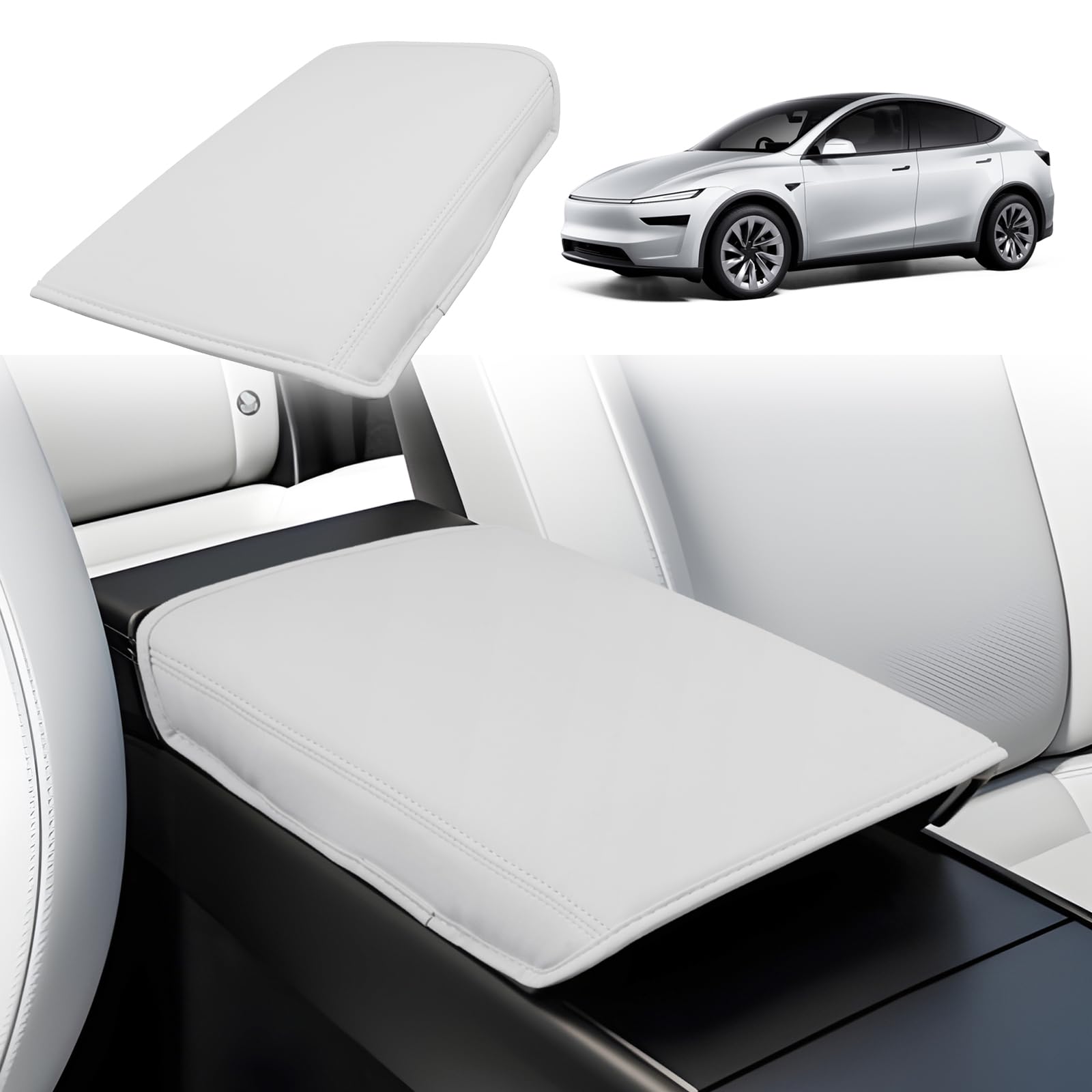 GAFAT Nowy Tesla Model Y Juniper 2025 2026 pokrowiec na podłokietnik środkowy, Tesla Model Y 2025 ochrona podłokietnika konsoli środkowej PU mikrofibrowa skóra tapicerka, 2026 Tesla Model Y akcesoria