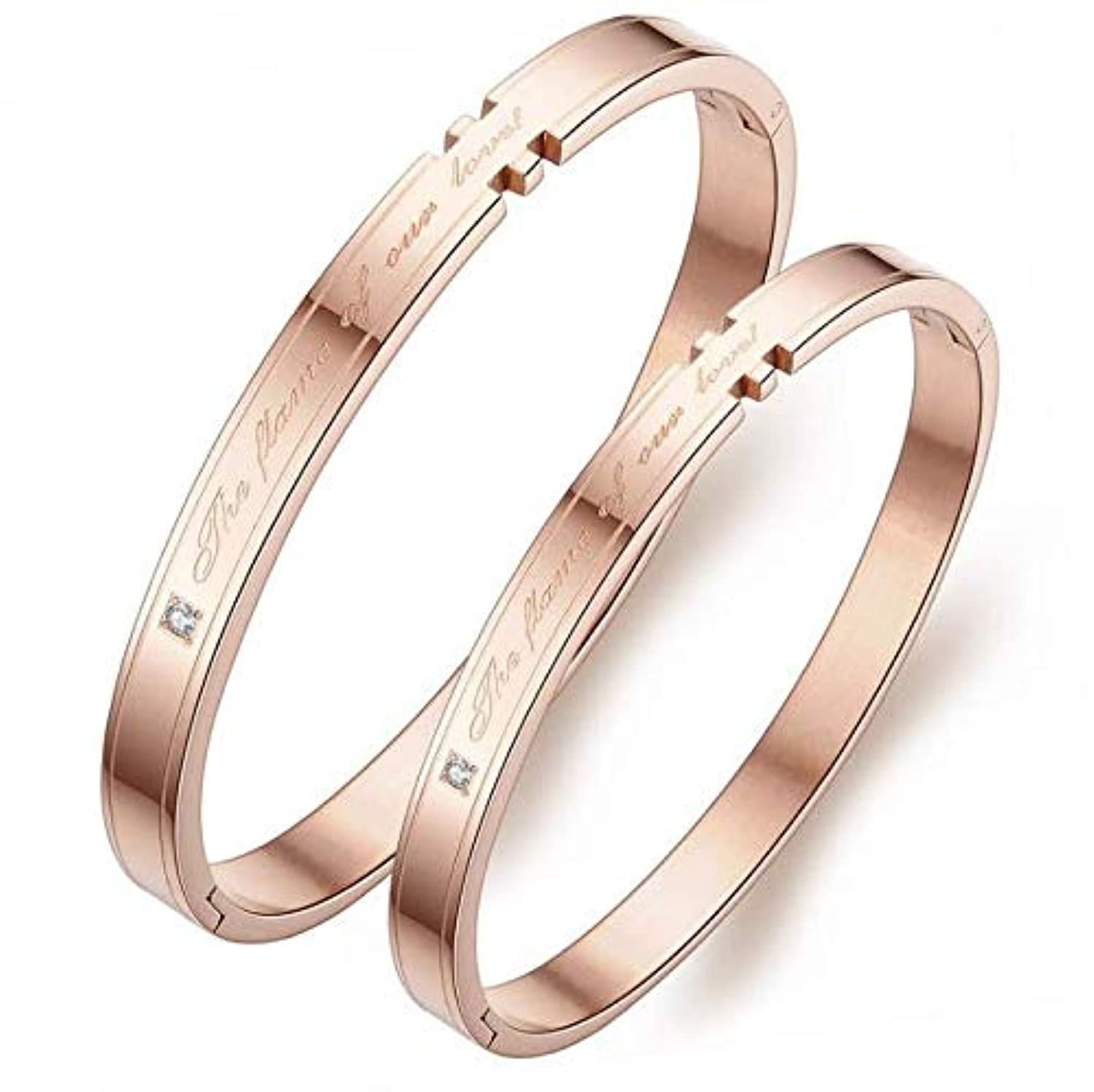 Titanium Steel Style Couple Bracelet - Pack of 2 Pieces ( Rose Gold)