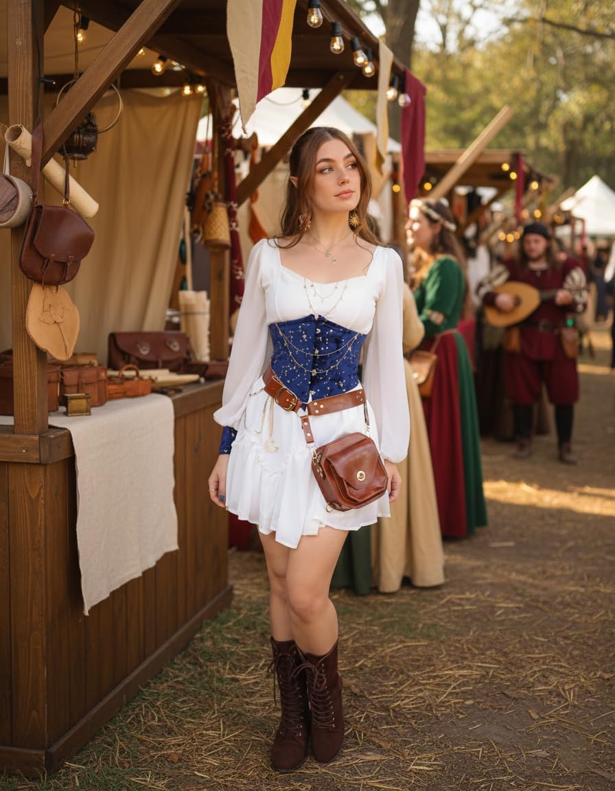 Scarlet Darkness Renaissance Accessories, PU Leather Belt Pouch Waist Bag, Medieval Knight Bags for Halloween Cosplay Costume - Image 7