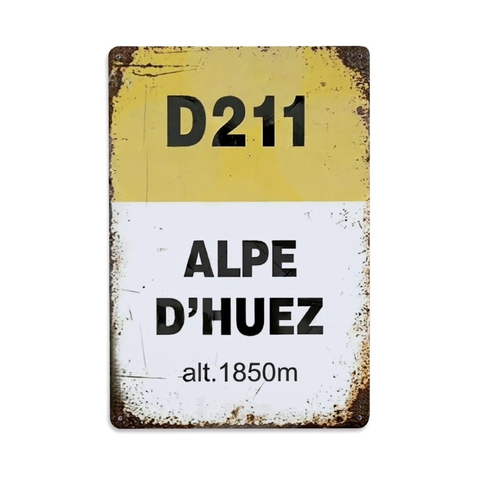 Alpe D'Huez Tour De France Road Vintage Plaque Vintage Aluminium Metal Sign, Retro Wall Decor for Home, Bar, Garage & Farmhouse 30x20cm