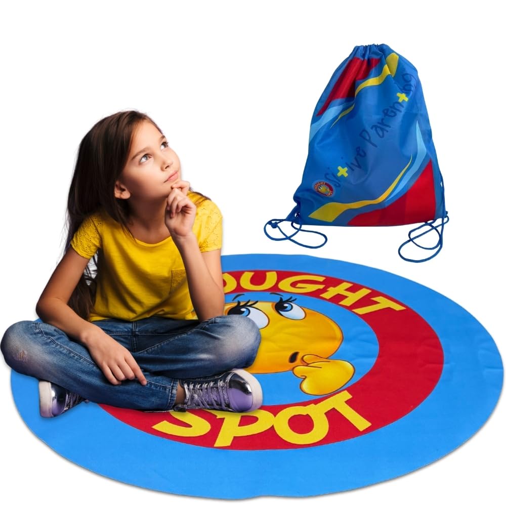Thought-Spot Time Out Mat for Toddlers | Positive Discipline & Calm Down Corner Tool | Portable 24” Floor Mat Alternative to Time Out Chair | Teaches
