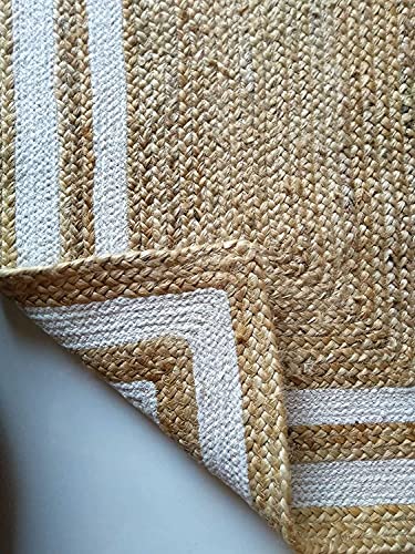 Image of Jute Braided Natural Rug Hand Woven & Reversible for Living Room Kitchen Entryway Rug, Jute Burlap Braided Rug, Farmhouse Rag Rug, Rustic Rug (6x9 feet Rug /Carpet), multe