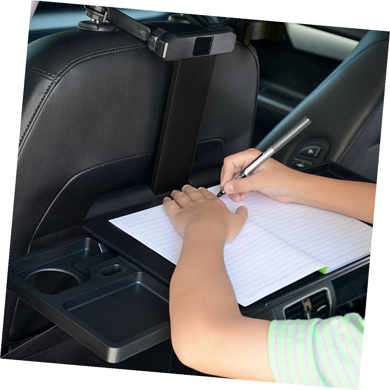 Alipis Faltbarer Getränkehalter und Klapptisch für Autositz aus Abs Aluminiumlegierung Praktischer Auto Getränkehalter mit Sauberem Design für Lange Fahrten im Auto
